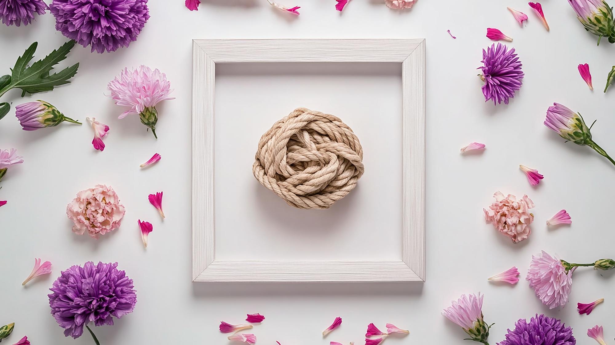 large embroidered floral panel overlapping paper